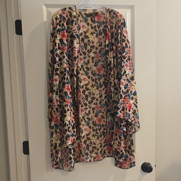 L&B Floral Leopard Print Cardigan - Picture 1 of 1